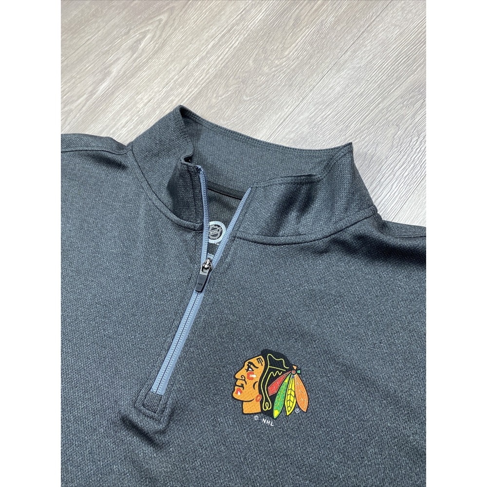 Chicago Blackhawks NHL 1/4 Zip Pullover Men's Size XL Gray Long Sleeve